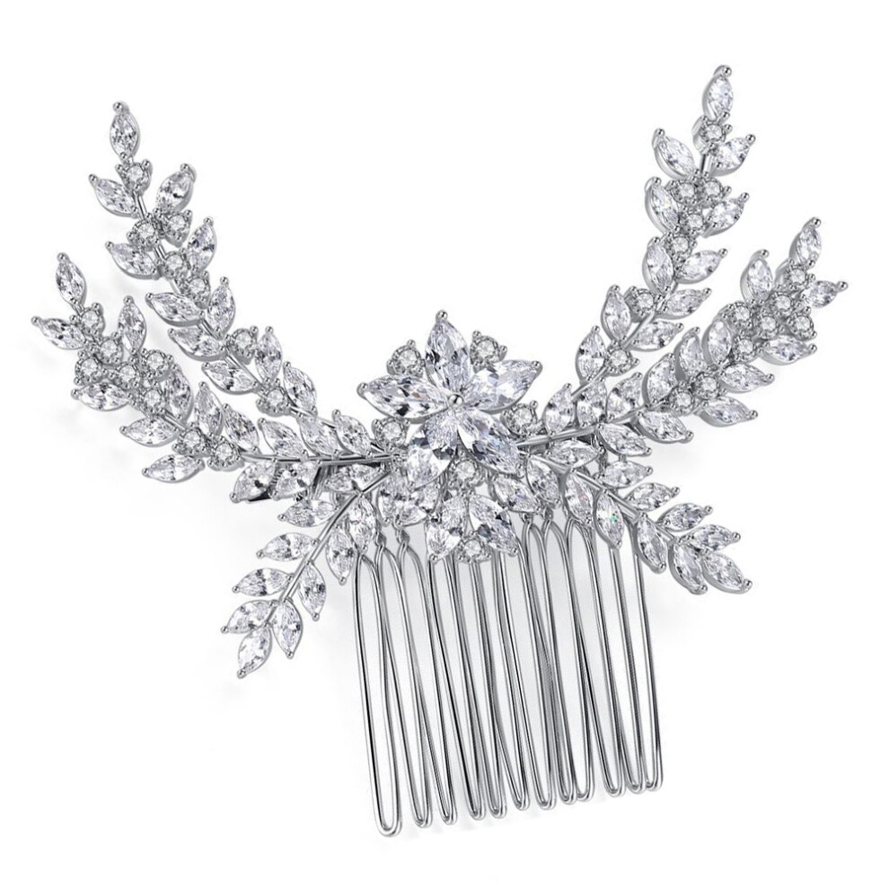 Totority Unisex Silver 2Pcs Rhinestone Hair Comb Bridal Headdress For Women