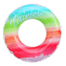 4Pcs Inflatable Rainbow Float Rings for Adults Pool Beach Safety Aid