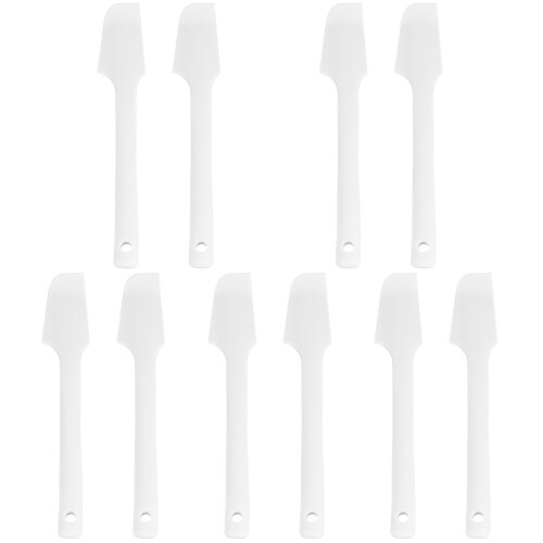 10Pcs White Silicone Spatulas with Hanging Hole for Kitchen Baking 1