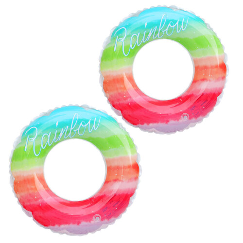4Pcs Inflatable Rainbow Swim Rings Durable Float Rings for Adults 1