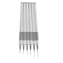 2Pcs Portable Silver Metal Nail Brushes for Precise Japanese Nail Art