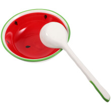 2Sets Sturdy Red Ceramic Bowl with Spoon for Soup Salad and Rice