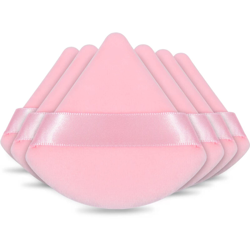Pink Makeup Powder Puff Set 6Pcs Triangle Velour For Face And Nose Flawless Foundation Blending