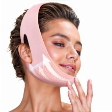V Line Face Lifting Mask Double Chin Reducer Strap Adjustable Fit Reusable Pink for Women and Men