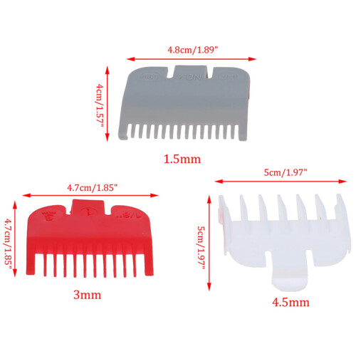 3 Pcs Hair Clipper Guards Set Red Gray White, ColorCoded Replacement Clipper Guide Combs for Trimmers 1