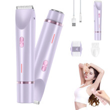 Women's Electric Shaver, 2 in 1 Waterproof Bikini Trimmer for Women, Dual Head Wet Dry Razor (Purple)