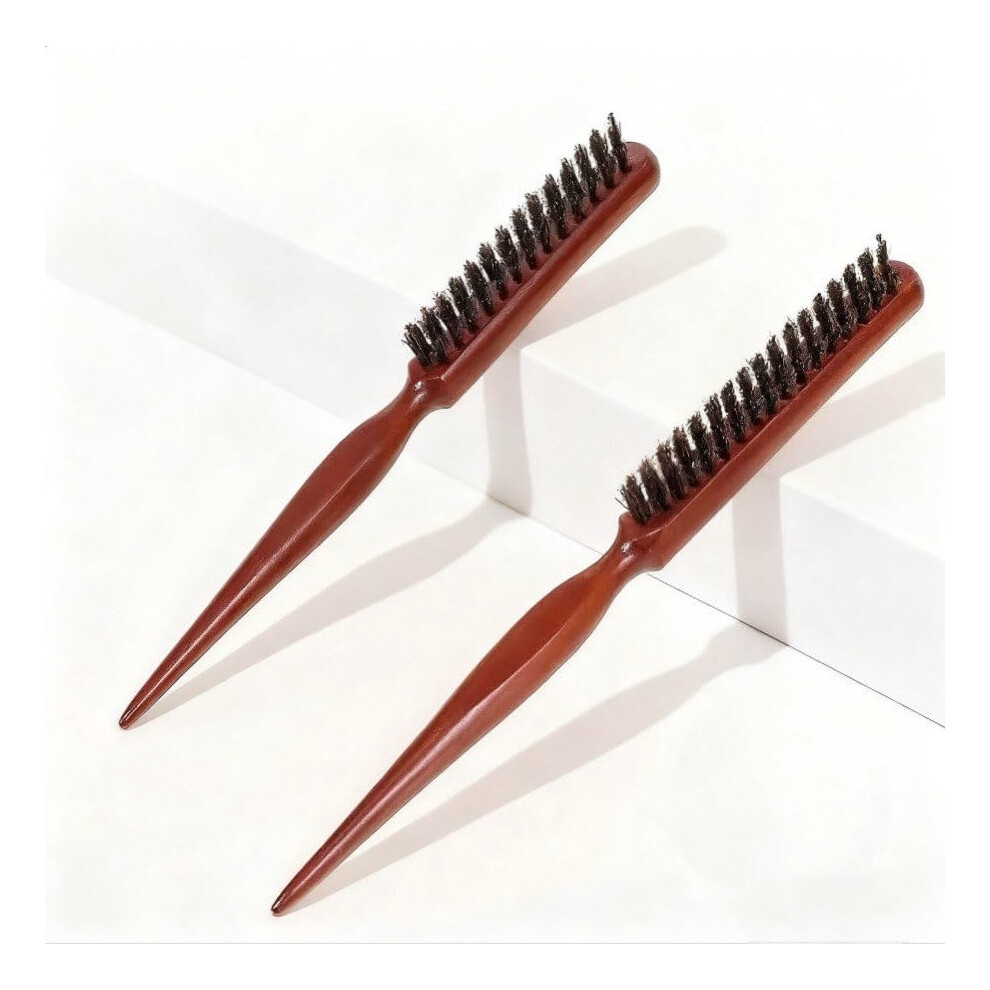 Boar Bristle Narrow Tooth Comb Root Lifting Long Handle for Fluffy Styling Beard and Curly Hair
