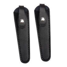 2pcs Leather Scissor Sheath Cattlehide Protective Sleeve Durable Black Cover for Hairdressing