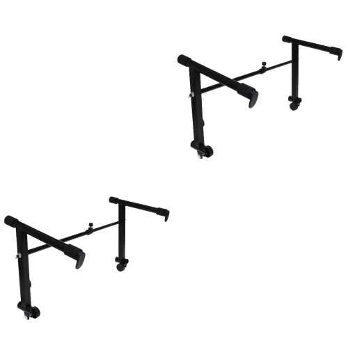 2Ensembles Support Piano Électronique Noir Ajustable En Fer Robuste 2