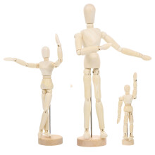 3Pièces Marionnettes Jointes En Bois Beige Pour Croquis Décoration