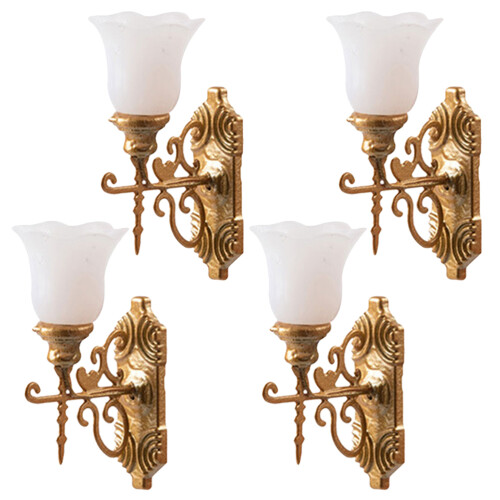 8Pièces Mini Lampes Murales Dorées Élégantes Pour Décor De Maquette
