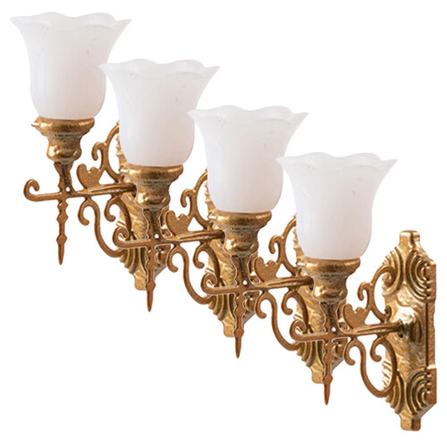 8Pièces Mini Lampes Murales Dorées Élégantes Pour Décor De Maquette 1
