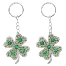2Pcs Leaf Lucky Keychain Sparkly Shamrock Pendant For Bags