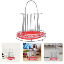 2Pcs Silver Alloy Mug Shelf with Tray and 6 Stick Holder Cup Organizer