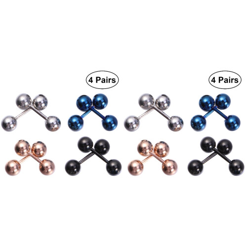 16Pièces Boucles D'oreilles Barbell Unisexes Design Durable Et Coloré 1
