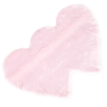3Pcs Pink Double Heart Plush Faux Fur Decorative Floor Rugs