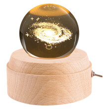 2Pcs USB Luminous Crystal Ball Music Box Light Brown Table Decor