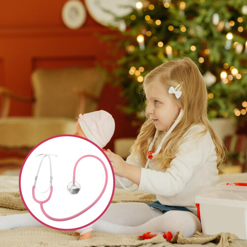 2Pcs Pink Kids Stethoscope Toy Simulation Durable Pretend Play 1