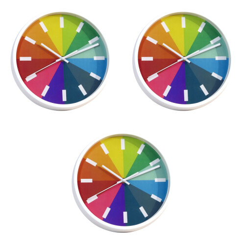3Pcs Decorative Rainbow Wall Clock White ABS Mute Round Hanging Clock 2