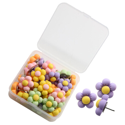 60Pcs Convenient Compact Thumbtacks Metal Plastic Map Accessories 2
