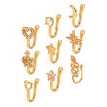 36Pcs Nose Clip Jewelry Golden Copper Nose Rings No Piercing Cuffs