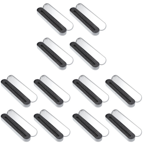 12Pcs Silver Square Metal Pen Boxes Lightweight Sturdy Storage Cases 1