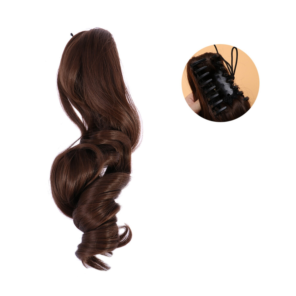 Iplusmile Unisex Brown 2Pcs Dark Synthetic Fiber Women Wig Long Curly Jaw Hair Clip