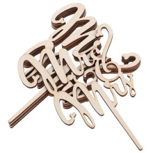 15Pcs Wooden Mr and Picks Wedding Cupcake Toppers
