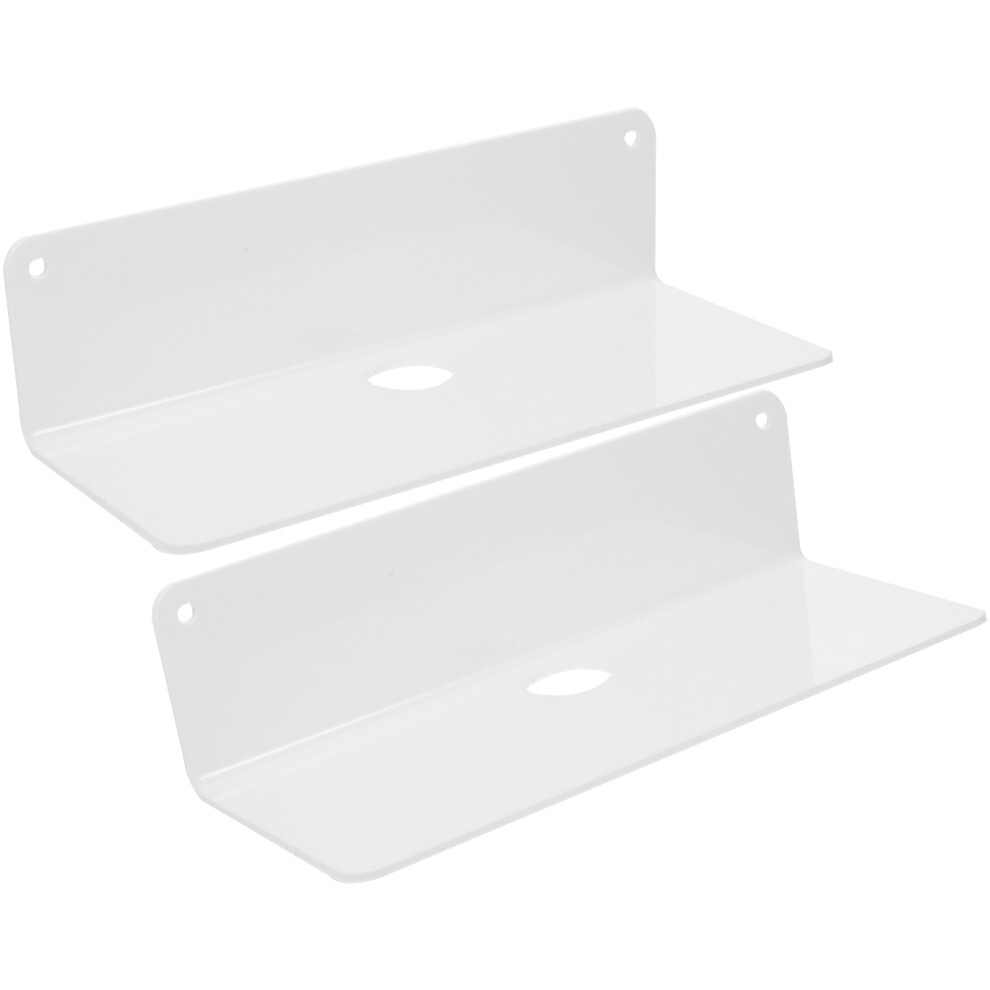 2Sets No Drill White Floating Shelf Wall Storage Stand Acrylic Bracket 3364257163817
