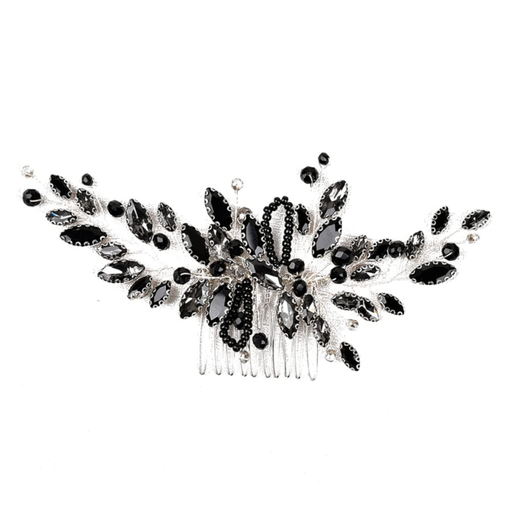 Elegant Crystal Bridal Hair Comb Black Headpiece for Wedding Hair Accessories for Bride