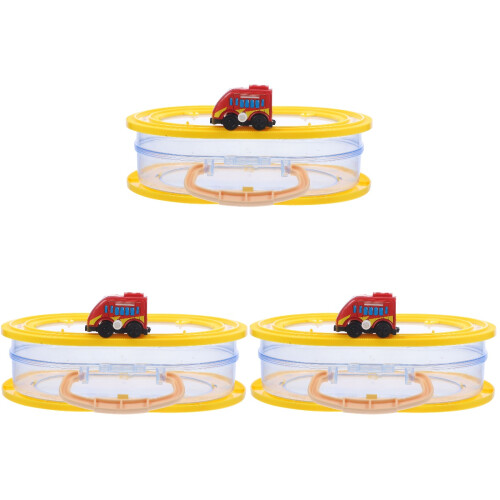 3Pcs Plastic Red Wind-Up Car Toy Storage Box for Kids 1