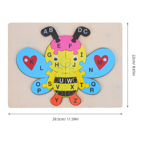 1Set Wooden Abc Puzzle Board Kids Bee Pattern Preschool Learning Toy 1