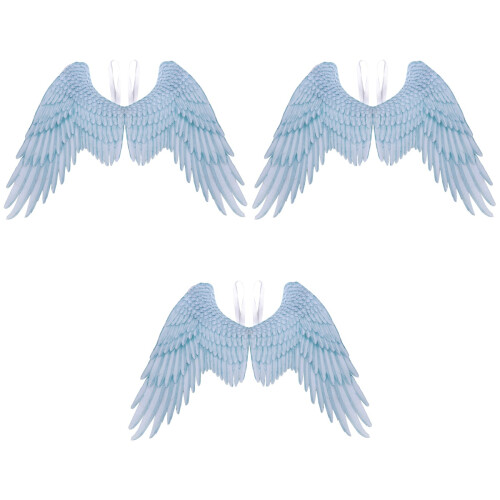 3Pcs Durable Sky Blue Masquerade Angel Wings Costume Accessory 2