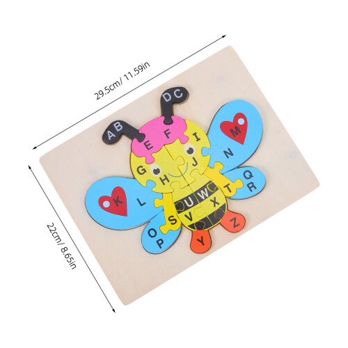 1Set Wooden Abc Puzzle Board Kids Bee Pattern Preschool Learning Toy 2