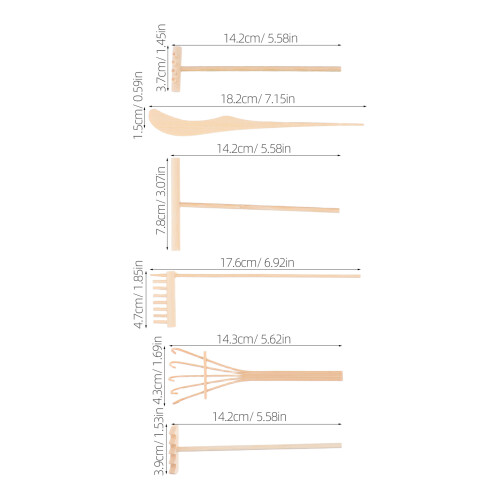 1Set Compact Khaki Bamboo Zen Garden Rake Set for Tabletop Relaxation 1
