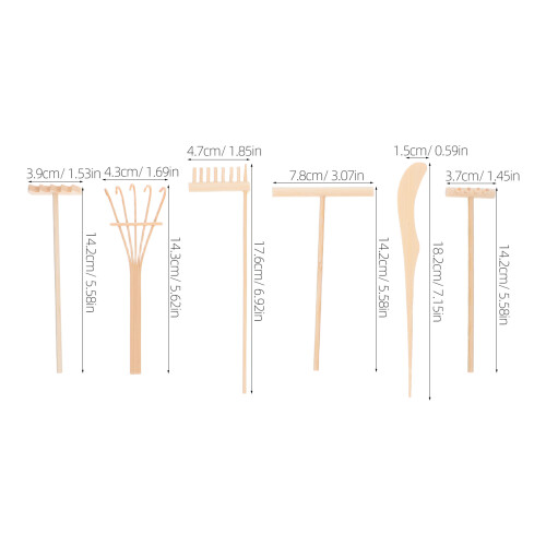 1Set Compact Khaki Bamboo Zen Garden Rake Set for Tabletop Relaxation 2