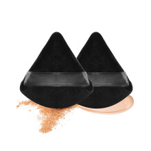 2pcs Black Triangle Powder Puff Makeup Sponge with Ultra Soft Velour for Loose Face Powder