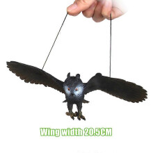 (As show, Yellow head 27cm) 1 Piece Outdoor Eagle Figurine Hanging Bird Deterrent Plastic Eagle Ornament Vivid Flying Bird Hawk Decoy Garden Scarecrow