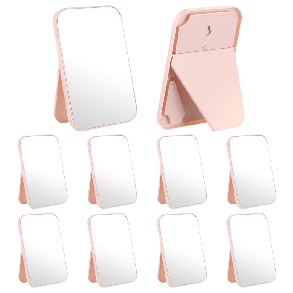 Makeup Mirror Set with Foldable Adjustable Stand, Pink Portable Folding Vanity Mirrors, 10 Pack
