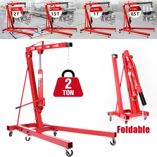 2 Ton Folding Hydraulic Engine Hoist Crane with Wheels