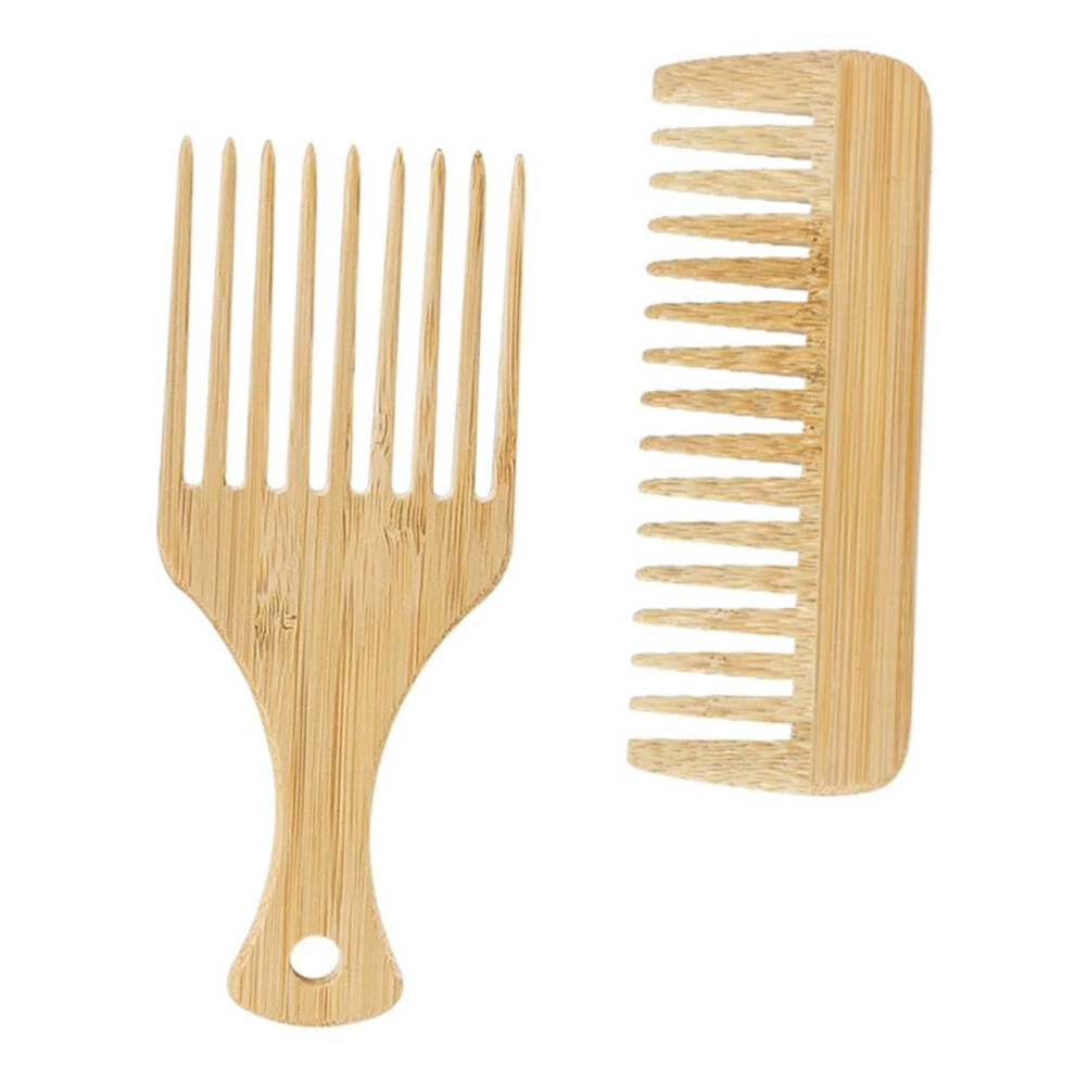 Unisex Wooden Wide Tooth Comb For Men Beard And Hair Styling AntiâStatic Grooming For Curly Thick Hair 2Pcs