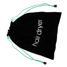 Hair Dryer Storage Bag Black Canvas Drawstring Heat Resistant Hair Tools Organizer for Home and Travel