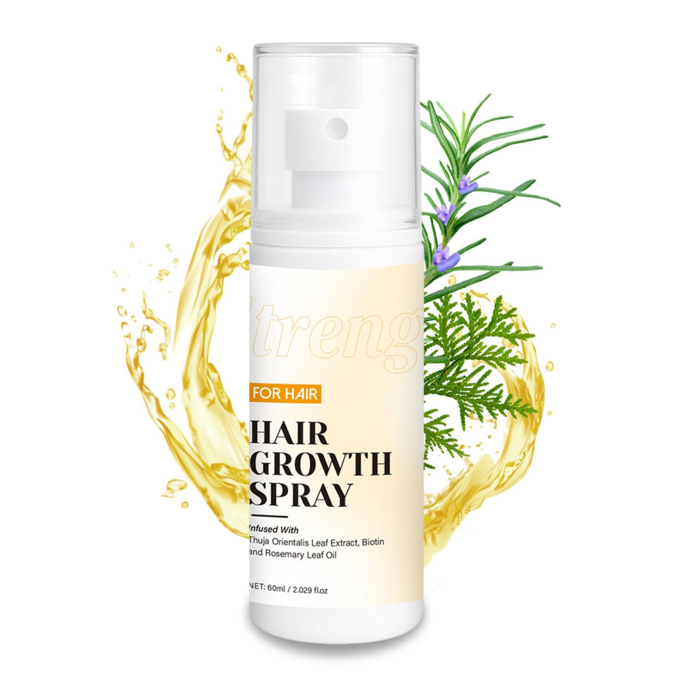 Hair Growth Spray with Rosemary Oil and Biotin, Promotes Thicker Fuller Hair, Reduces Hair Loss, 2.02oz