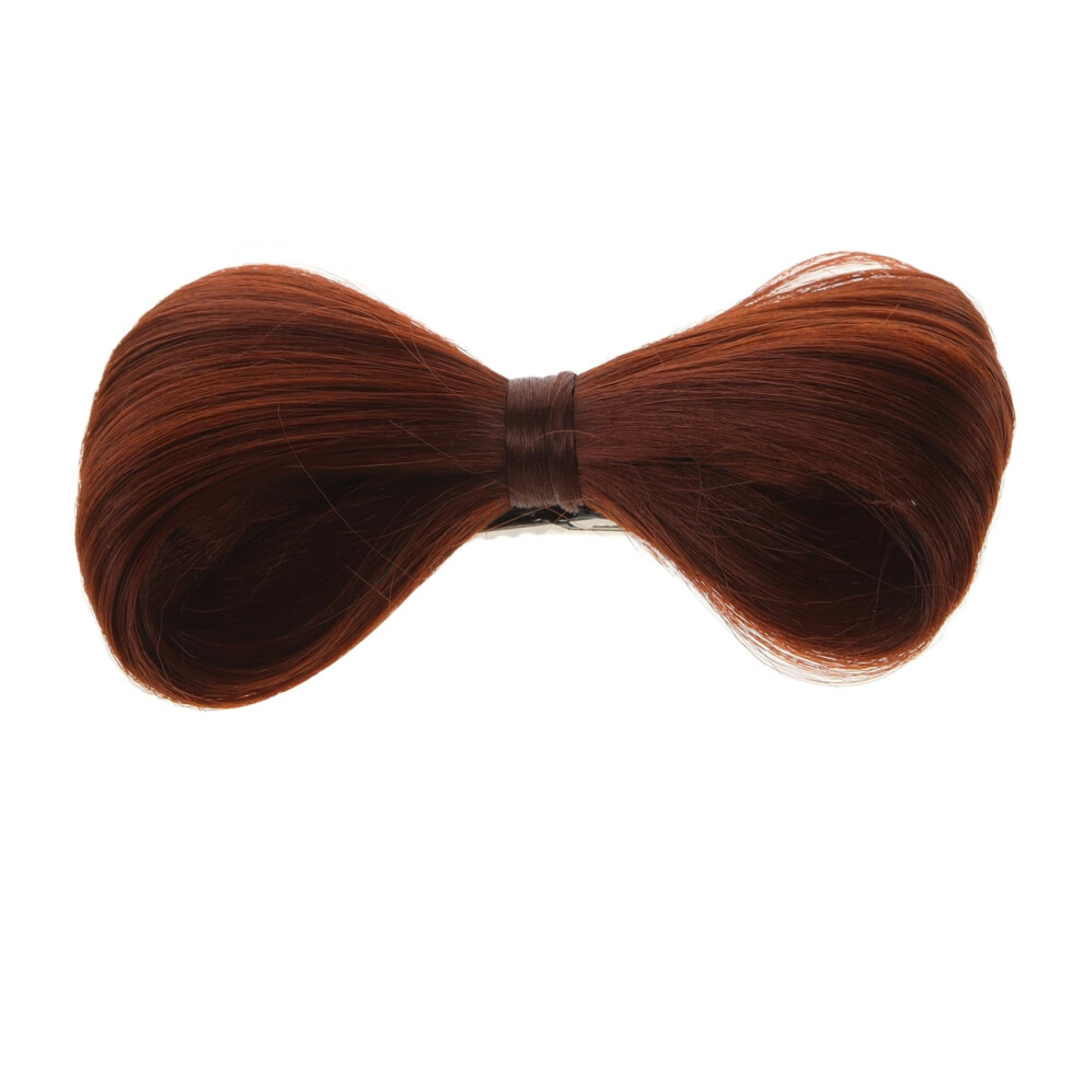 Unisex Brown Bowknot Hair Bun Clip For Women Faux Hair Piece Wig For Party Wedding Cosplay Deep