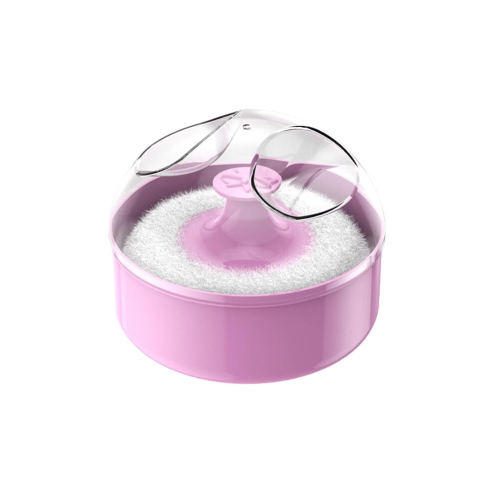 Pink Powder Puff With Dustproof Hygienic Loose Powder Container, Washable Travel Case Holder,