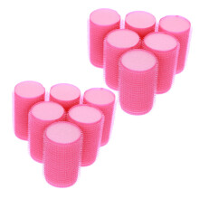 12pcs No Heat Sponge Hair Curlers for Women, Self Adhesive Soft Rollers Set Rosy Blue