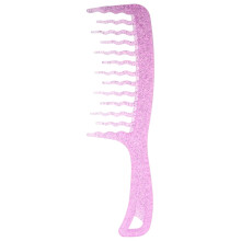Transparent Glitter Wide Tooth Detangling Comb for Curly Hair Gentle Curl Styling Salon Quality