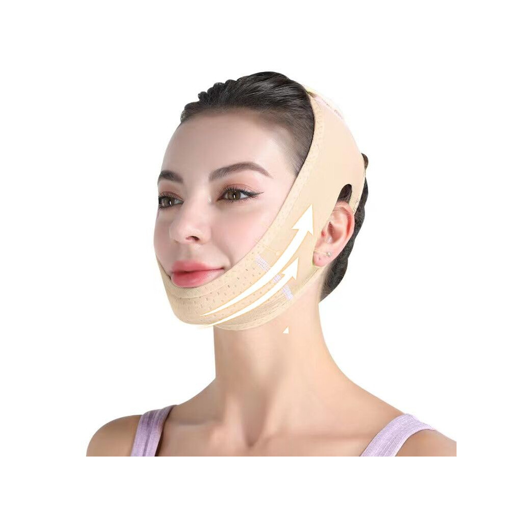 Reusable V Line Lifting Mask and Double Chin Reducer V Shaped Strap for Women Skin Color