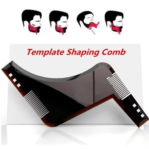 2PCS Beard Shaping Tool and Styling Comb for Men, Precision Line Up and Trimming Guide 1