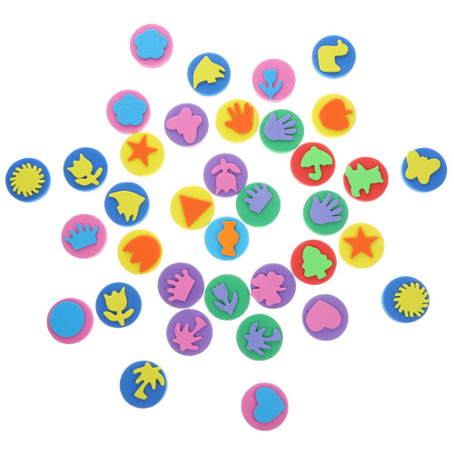48Pièces Kit Tampons Éponge Peinture Enfants Multicolor Réutilisable 2